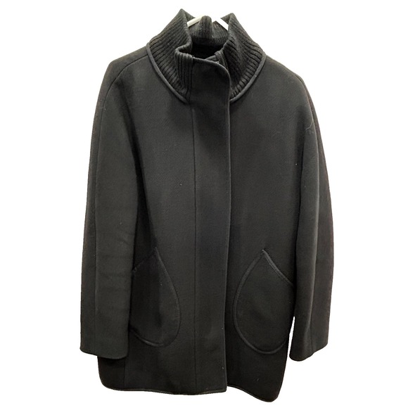 J.Crew Double Cloth by Loro Piana Coat Womens 6 Black Wool Nylon Blend Classic